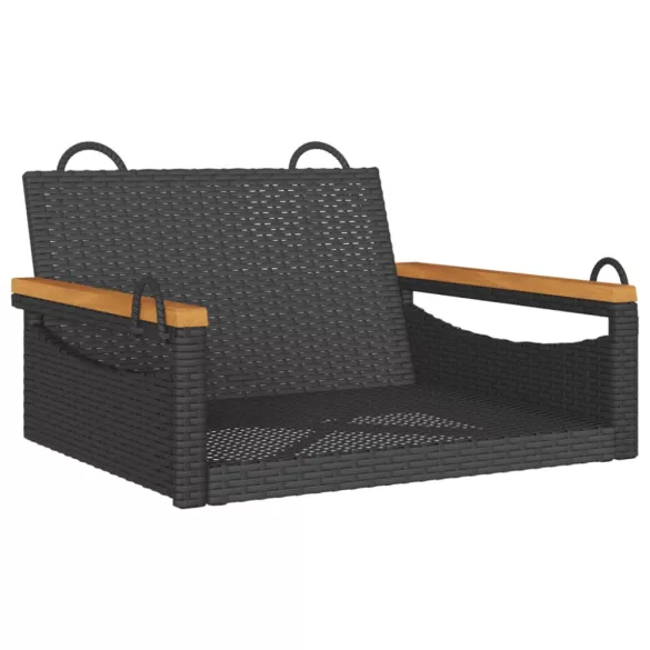 fekete polyrattan hintapad 63 x 62 x 40 cm