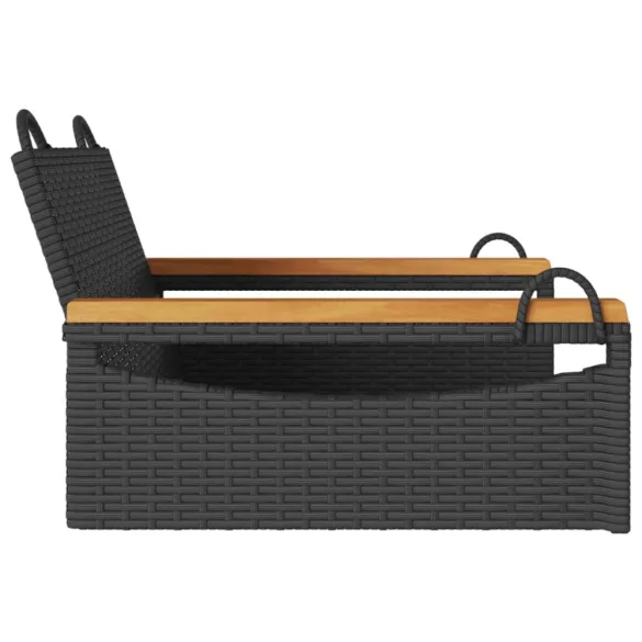 fekete polyrattan hintapad 63 x 62 x 40 cm