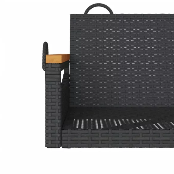 fekete polyrattan hintapad 63 x 62 x 40 cm