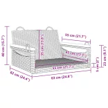 fekete polyrattan hintapad 63 x 62 x 40 cm