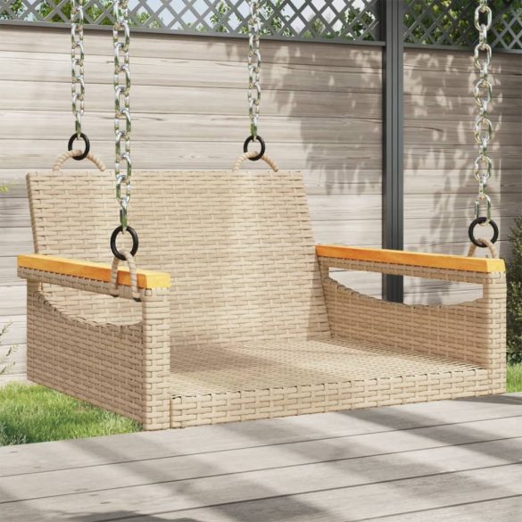 bézs polyrattan hintapad 63 x 62 x 40 cm