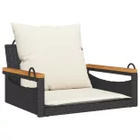 fekete polyrattan hintapad párnákkal 63 x 62 x 40 cm