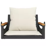 fekete polyrattan hintapad párnákkal 63 x 62 x 40 cm