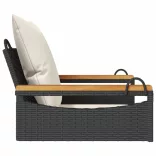 fekete polyrattan hintapad párnákkal 63 x 62 x 40 cm