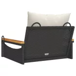 fekete polyrattan hintapad párnákkal 63 x 62 x 40 cm