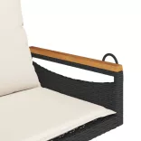fekete polyrattan hintapad párnákkal 63 x 62 x 40 cm