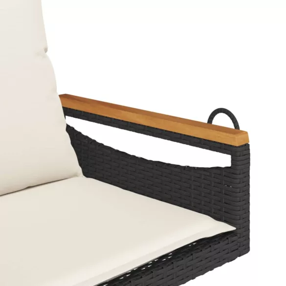 fekete polyrattan hintapad párnákkal 63 x 62 x 40 cm