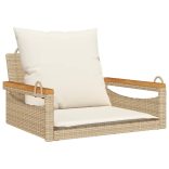 bézs polyrattan hintapad párnákkal 63 x 62 x 40 cm