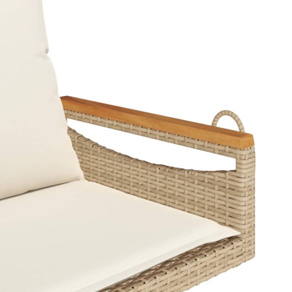 bézs polyrattan hintapad párnákkal 63 x 62 x 40 cm