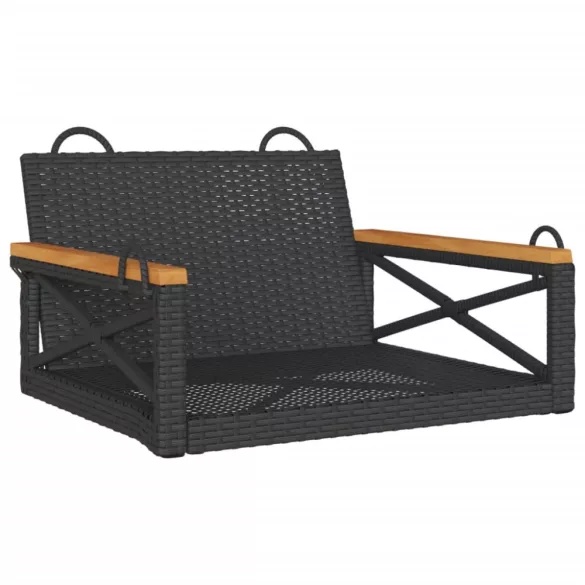 fekete polyrattan hintapad 63 x 62 x 40 cm