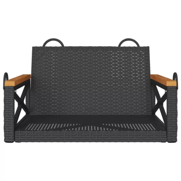 fekete polyrattan hintapad 63 x 62 x 40 cm