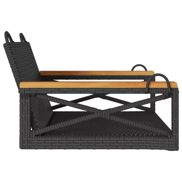 fekete polyrattan hintapad 63 x 62 x 40 cm