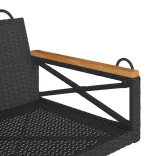 fekete polyrattan hintapad 63 x 62 x 40 cm