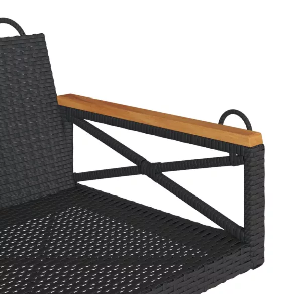 fekete polyrattan hintapad 63 x 62 x 40 cm