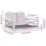 fekete polyrattan hintapad 63 x 62 x 40 cm