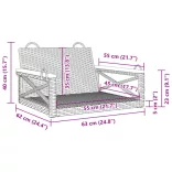 szürke polyrattan hintapad 63 x 62 x 40 cm