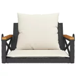 fekete polyrattan hintapad párnákkal 63 x 62 x 40 cm