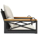 fekete polyrattan hintapad párnákkal 63 x 62 x 40 cm