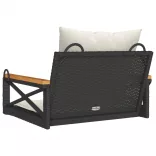 fekete polyrattan hintapad párnákkal 63 x 62 x 40 cm