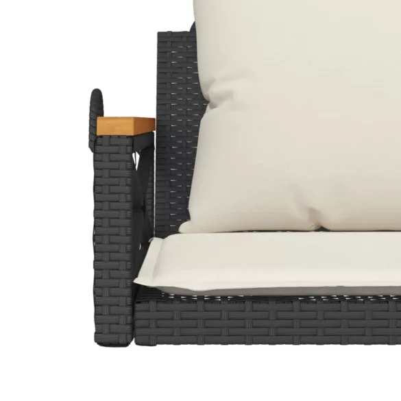fekete polyrattan hintapad párnákkal 63 x 62 x 40 cm