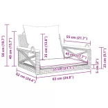 fekete polyrattan hintapad párnákkal 63 x 62 x 40 cm