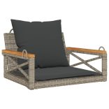 szürke polyrattan hintapad párnákkal 63 x 62 x 40 cm