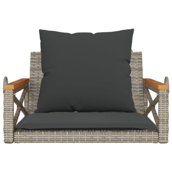 szürke polyrattan hintapad párnákkal 63 x 62 x 40 cm
