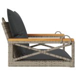 szürke polyrattan hintapad párnákkal 63 x 62 x 40 cm