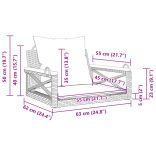 szürke polyrattan hintapad párnákkal 63 x 62 x 40 cm