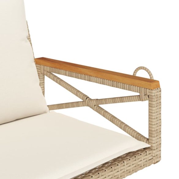 bézs polyrattan hintapad párnákkal 63 x 62 x 40 cm