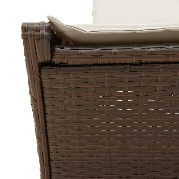 barna polyrattan dupla napozóágy párnával