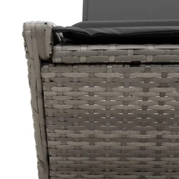 szürke polyrattan dupla napozóágy párnával