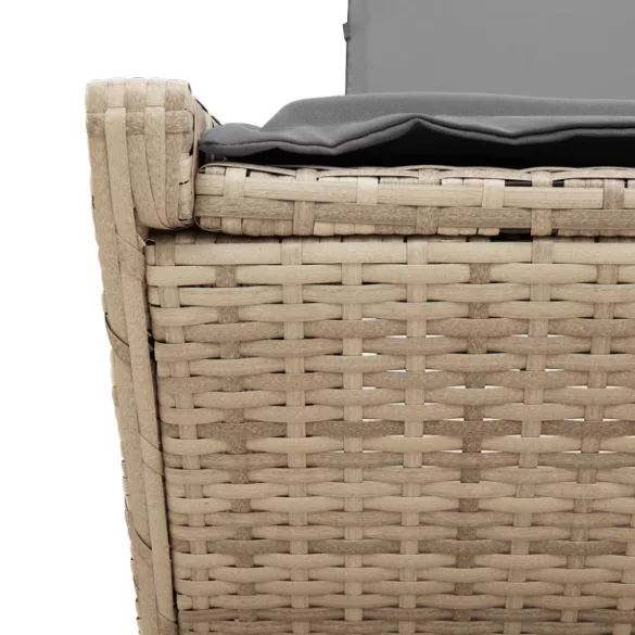 bézs polyrattan dupla napozóágy párnával