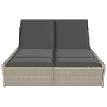 világosszürke polyrattan dupla napozóágy párnával