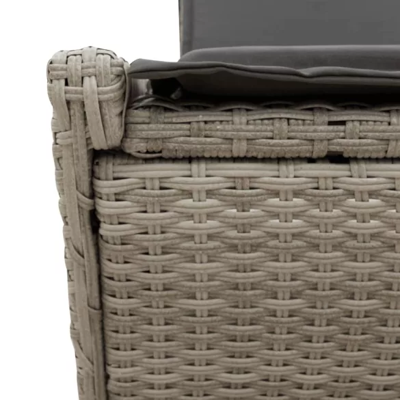világosszürke polyrattan dupla napozóágy párnával