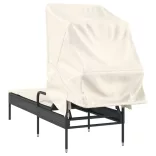 fekete polyrattan napozóágy tetővel