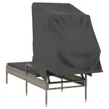 szürke polyrattan napozóágy tetővel