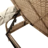 bézs polyrattan napozóágy tetővel