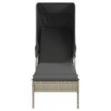 világosszürke polyrattan napozóágy tetővel