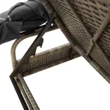 szürke polyrattan napozóágy tetővel és asztallal