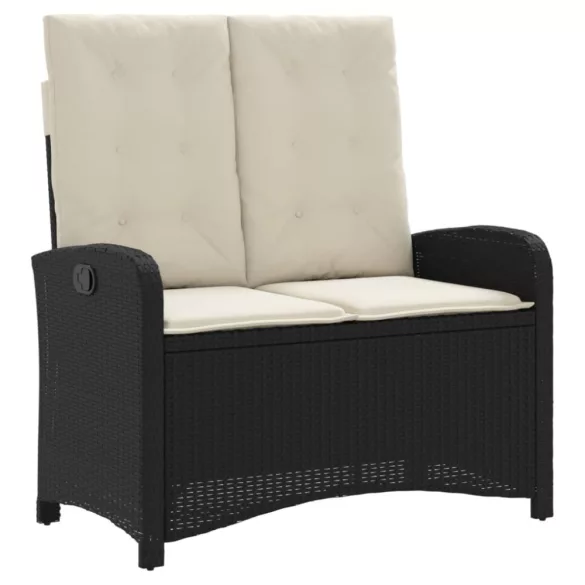 fekete polyrattan dönthető kerti pad párnával