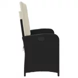 fekete polyrattan dönthető kerti pad párnával