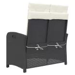 fekete polyrattan dönthető kerti pad párnával