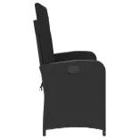 fekete polyrattan dönthető kerti pad párnával