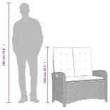 fekete polyrattan dönthető kerti pad párnával