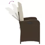 barna polyrattan dönthető kerti pad párnával