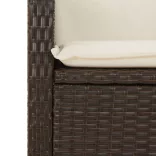 barna polyrattan dönthető kerti pad párnával