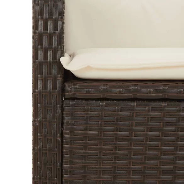 barna polyrattan dönthető kerti pad párnával