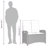 barna polyrattan dönthető kerti pad párnával