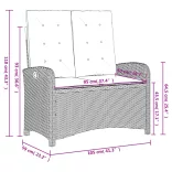 barna polyrattan dönthető kerti pad párnával